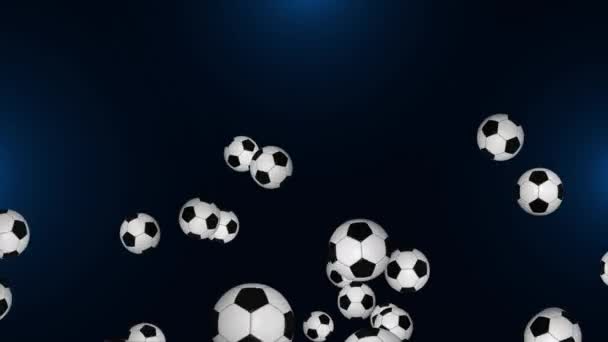 4K 3D Animation Fußball. Ball gedreht Schleife auf fallenden grünen Bildschirm Hintergrund. — Stockvideo