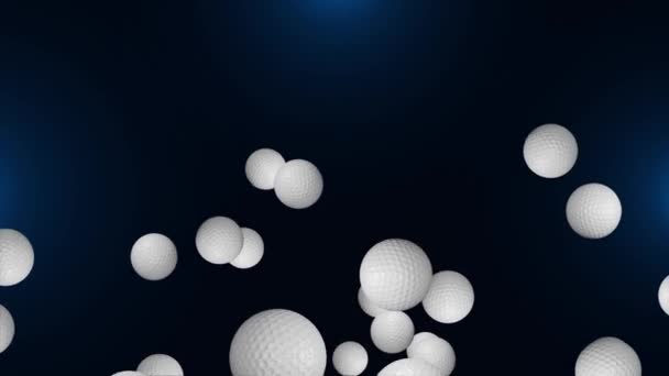 3D Realistic golf ball spinning Falling animation on black background. national championship of golf concept — Vídeos de Stock