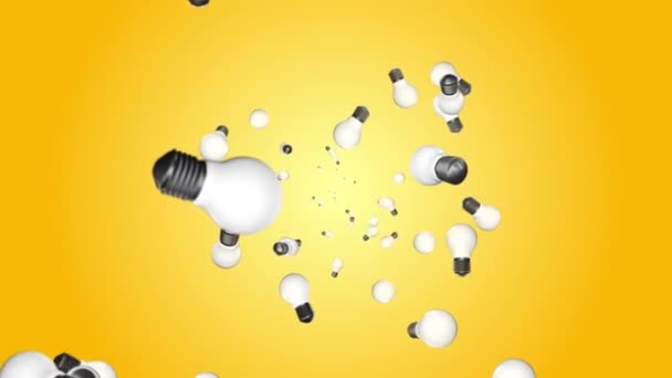 Animation of multiple falling light bulbs on green Loop background — 비디오