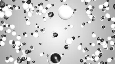 Döngü Animasyon Arkaplanından düşen ampul. Yeni yaratıcı fikir kavramı,