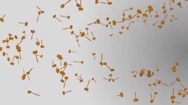 Yeşil arka planda 4K 3D tahta tokmak. İzole edilmiş 3 boyutlu görüntüleme. Tokmak hakimi ya da avukatı.,