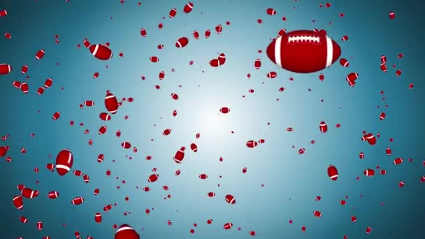 3D American Football spinning Falling on the spot with a green screen Loop Background. — Vídeo de stock