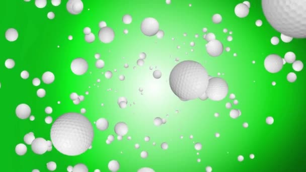 4K 3D balle de golf tournant isolé sur écran vert fond de boucle. — Video