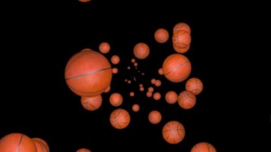 4K Güzel Basketbol Topu Yeşil Ekran Döngüsü 3d Animasyon 'da Yavaş Çekimde Dönüyor.