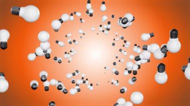 Döngü Animasyon Arkaplanından düşen ampul. Yeni yaratıcı fikir kavramı,