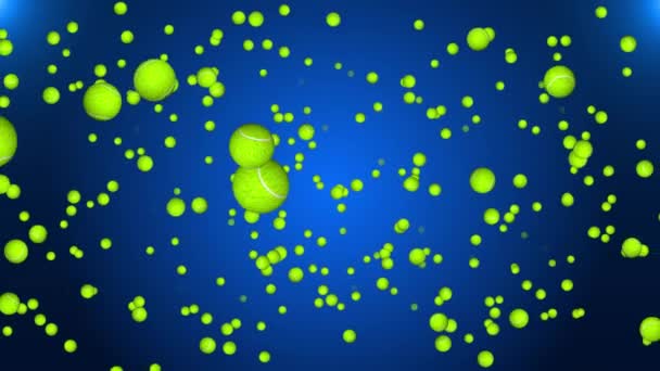 4K 3D тенісний м'яч летить вгору і падає на чорний цикл фону — стокове відео