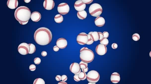 Flyger många baseball bollar Loop bakgrund. Fladdermus och boll. Sportutrustning. Begreppet idrott, — Stockvideo