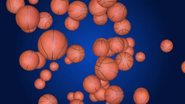 Bola de baloncesto hermosa 4K que gira en cámara lenta en la animación verde del lazo 3d de la pantalla. — Vídeo de stock
