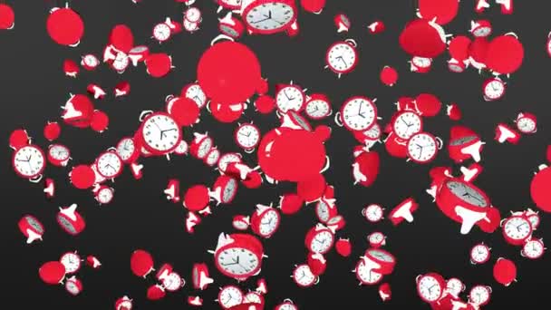 Falling Clocks Fondo, Animación, Representación, Concepto de viaje en el tiempo, Bucle, 4k — Vídeo de stock