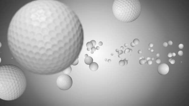 3D реалистичный мяч для гольфа, вращающийся Падающая анимация на черном фоне. национальный чемпионат по гольфу — стоковое видео
