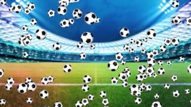 4K 3D animasyon futbol topu. Düşen yeşil ekran arkaplanında top döndürüldü.