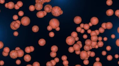 Spor konsepti, birçok klasik basketbol topunun döngü arka planına düşüşü..