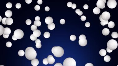 Yeşil arka planda uçan 3D 4K golf topu, 3D animasyon. Golf müsabakası veya eğlence eğitimi