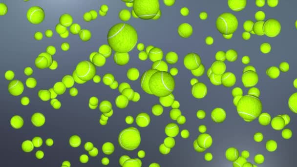 4K 3D Спінінг і стеження тенісний м'яч. Бальні ігри та спорт. тенісні м'ячі Тло Анімація . — стокове відео