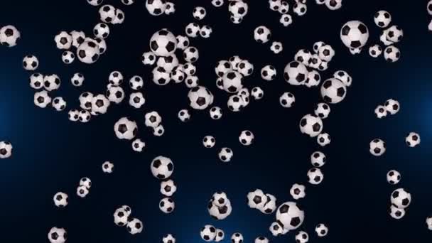 4K 3D Mooie Voetbal Flying Balls Slow Motion op groen scherm. Voetbal 3D Animaties. — Stockvideo