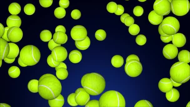 4K Animation of falling tennis balls Loop Background. green screen. Rental sports equipment tennis. — ストック動画