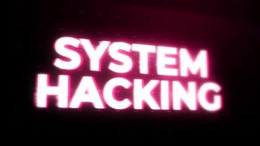 Sistem Hackleme Uyarı Hatası İletisi Ekranda yanıp sönüyor, Bilgisayar sistemi çöktü. Hackleme saldırısı. Dijital Sistem Güvenliği. Siber Suçlar, Bilgisayar Hackleme Konsepti. arıza ve gürültü efektleri