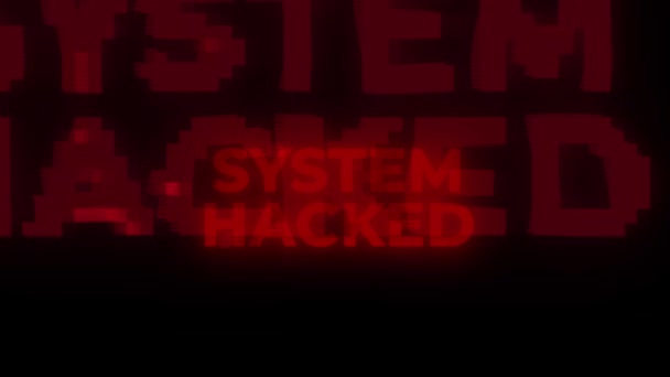 System Hacked Red Warning Error Computer Virus Alert Hacking Message — стоковое видео