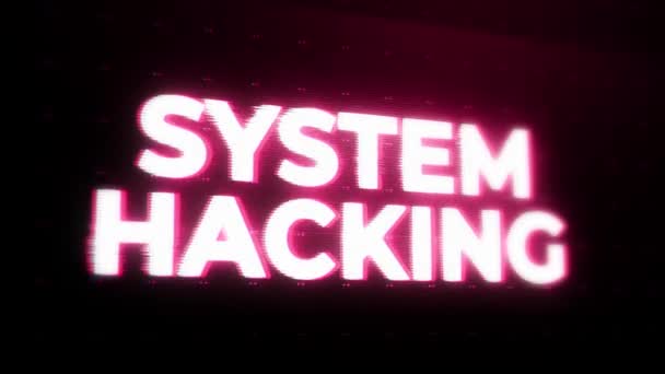 Systém Hackování Varování Varování Chyba Zpráva Bliká Obrazovce Počítač Systém — Stock video