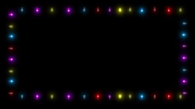 4K renkli ampul dizisi. Noel tatili temalı ışık desenleri parlıyor. Parti, Noel veya yeni yıl festivali, yıldönümü, kutlama, doğum günü, düğün, Diwali.