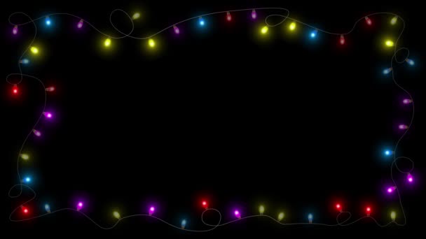 Bela Natal Brilhando Luzes Tungstênio Corda Preto Loop Fundo Escuro — Vídeo de Stock