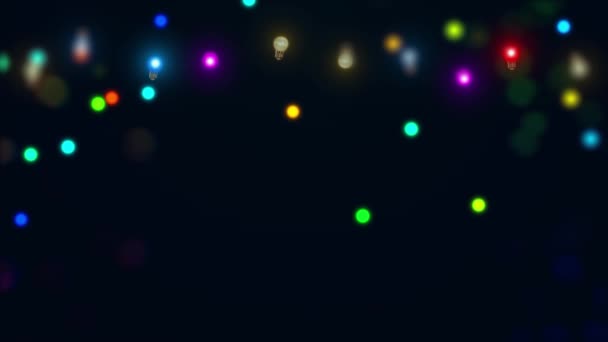 Wigilijne Lampki Smyczkowe Nowy Rok Mruganie Migotanie Tło Animacji Kolorowe — Wideo stockowe