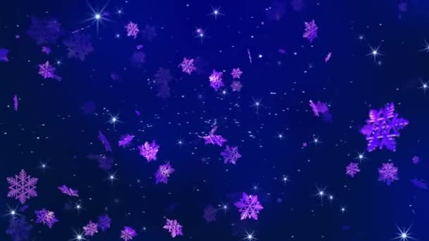 Nieve Cayendo Cielo Azul Con Partículas Azules Fondo Del Lazo — Vídeo de stock