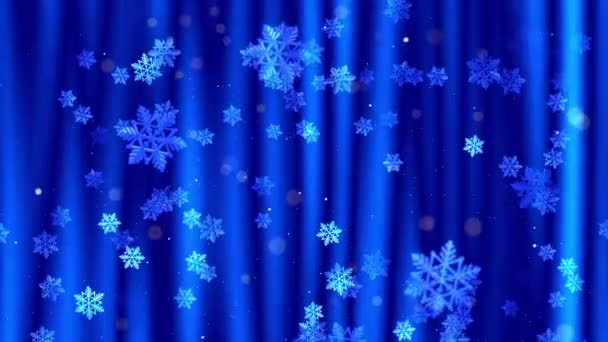 Синя Різдвяна Стіна Розкішна Різдвяна Висячі Гірлянди Святковий Вечірній Фон — стокове відео