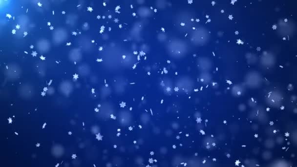 Abstract Winter Snow Falling Loop Motion Background Shining Gold Particles — Stock Video