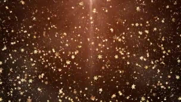Χρυσή Κομφετί Νιφάδες Χιονιού Bokeh Φως Του Ήλιου Φυσική Σκιά — Αρχείο Βίντεο