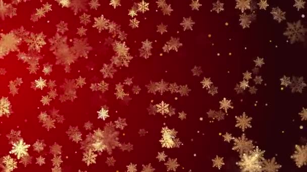 摘要圣诞雪花飘落在雪花飘扬的背景下 节日快乐 新年快乐 闪烁着雪花 闪耀的星光点缀着图案 节日装饰品 — 图库视频影像