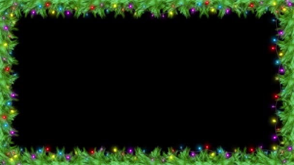 Boże Narodzenie Świąteczne Ramki Migoczące Światła Gałązki Jodły Dekoracje Cukierki — Wideo stockowe