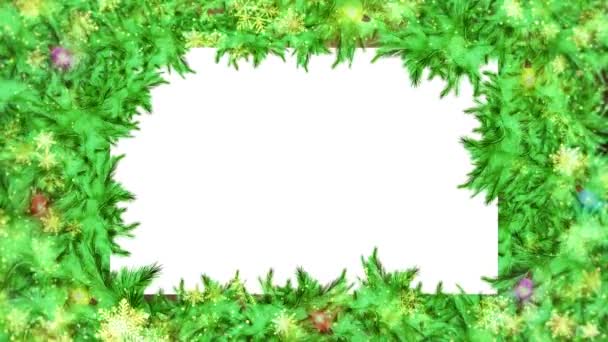 Groen Van Kerstboom Takken Nieuwjaar Kerstmis 2023 2024 Achtergrond Gouden — Stockvideo