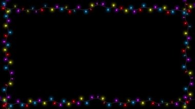 Parlayan parlak ampullerin renkli dizisi. 3D canlandırma partisi, Noel ya da yeni yıl animasyonu. Festival, Yıldönümü, Kutlama, Mutlu Yıllar, Düğün, Diwali.