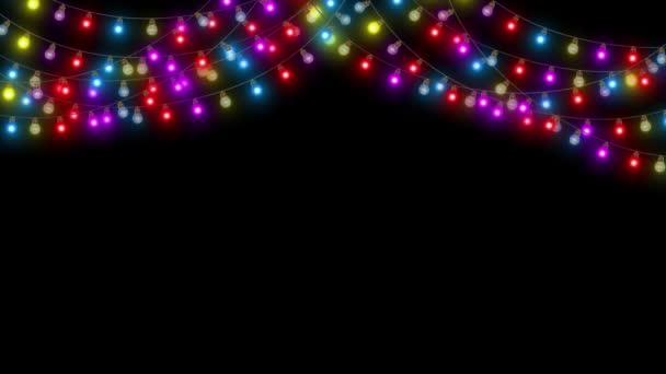 Belle Luci Natale Lampeggianti Luci Stringa Natale Lampadine Colorate Cornice — Video Stock