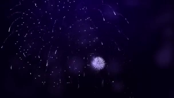 Долгое Время Бесшовная Петля Светящегося Фейерверка Освещает Небо Золотой Фейерверк — стоковое видео
