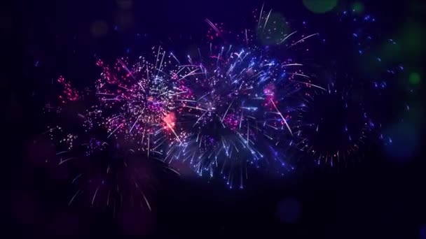 Nieuwjaar Avond Vuurwerk Viering Lus Van Echt Vuurwerk Achtergrond Abstract — Stockvideo