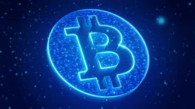 Bitcoin Dijital Teknoloji Sanal Ekran HUD Hologram Hi Tech Loop konsepti. Kripto para birimi, Bitcoin Crypto Mobile. Büyüme grafiği olan şifreli para. Uluslararası borsa. Bitcoin yükseltme eğilimi