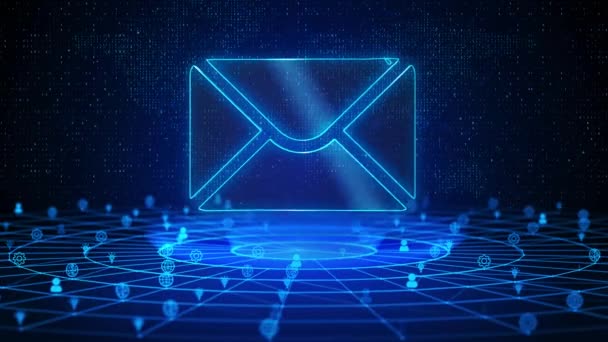 Teks Mail Teknologi Digital Masa Depan Cyber Space Mempelajari Latar — Stok Video