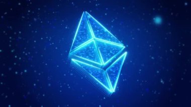Ethereum Dijital Teknoloji Sanal Ekran HUD Hologram Hi Tech Loop konsepti. Dijital kripto para birimi ETH Ethereum bozuk para sembolü, çevrimiçi dijital para birimi teknolojisi yenilik bilgisayar madenciliği