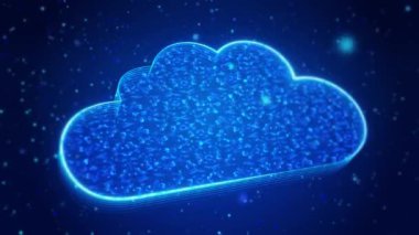 Bulut Dijital Teknoloji Sanal Ekran HUD Hologram Hi Tech Loop konsepti. bilgisayar, hizmetler, teknoloji, kod, kavram, bağlantı, siber güvenlik, siber uzay, veri merkezi, takas aktarımı