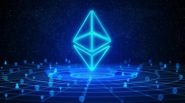 Ethereum Metni Gelecek Dijital Teknoloji Ai Siber Uzay Derin Öğrenme Arkaplanı. ETH sanal para birimi sembolü dijital siber uzay. De-Fi ekonomi ve madencilik veya dijital sanal para birimi sembolü