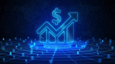 Finansal Grafik Metni Gelecek Dijital Teknoloji Ai Siber Uzay Derin Öğrenme Geçmişi. İş dünyasının büyüme grafiği ve ilerlemesi mali ve yatırım verileri, iş planlaması ve stratejisini analiz ediyor