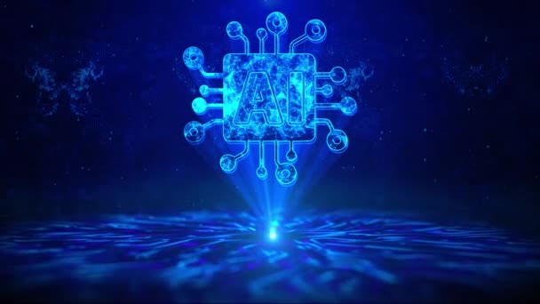 Artificial Intelligence Text Hud Rotation Digital Technology Interface Sci Hologram — Stock Video