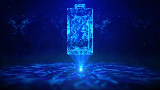 Hud Döndürme Dijital Teknoloji Arayüzü Olan Batarya Metni Sci Hologram — Stok video
