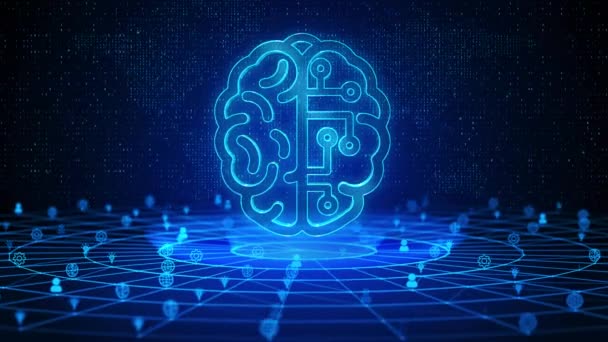 Technologia Mózgu Tekst Przyszłość Technologia Cyfrowa Cyber Space Deep Learning — Wideo stockowe