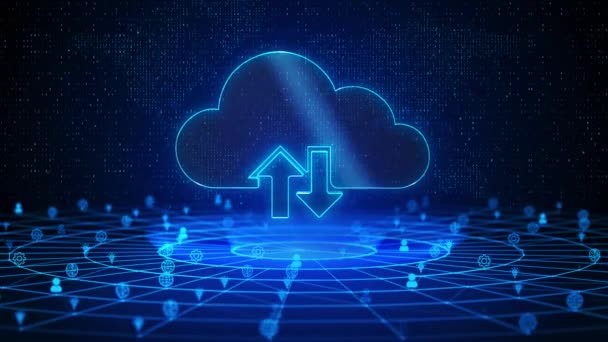 Cloud Computing Tekst Toekomst Digitale Technologie Cyber Space Diep Leren — Stockvideo