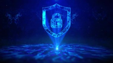 HUD Döndürme Dijital Teknoloji arayüzü olan Siber Güvenlik Metni Bilim Kurgu Hologram Sanal Uzay Döngüsü. Geleceğin Teknoloji Ağı Bağlantısı. konsept. Anahtar deliği simgesi verisi veya bilgi gizlilik fikri