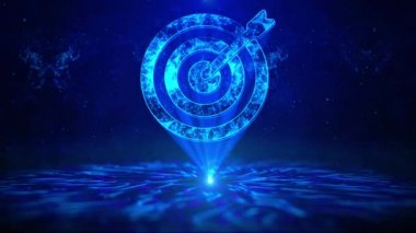 HUD Döndürme Dijital Teknoloji Arayüzü ile Hedef Hedef Hedef Metni Sanal Uzay Döngüsü. Modern pazarlama şirketlerinin para kazanma amacı, strateji başarısı, hedef kitle başarısı