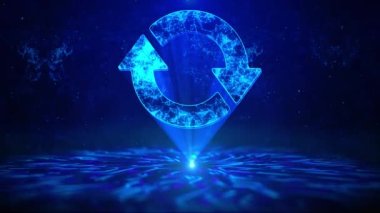 HUD Döndürme Dijital Teknoloji Arayüzü ile Metni Sıfırla Sci Fi Hologram Sanal Uzay Döngüsü. Ok, yenileme, güncelleme simgesi, Döndürme oku işareti. Sembolü sıfırla veya yeniden yükle. Ok yükleniyor. bir çember işareti içinde